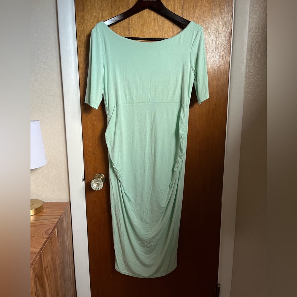 Maternity Bodycon Mint Green Midi Dress